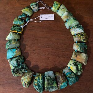 Iris & Lily Green Agate Necklace, Sterling Silver Clasp
